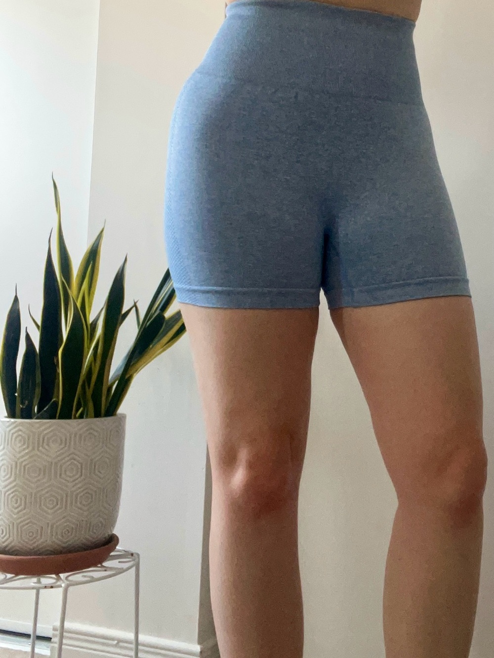 SHEIN Heather Blue High-Waist Bike Shorts